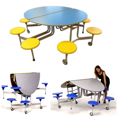 Sico 8 Seater Graduate Mobile Folding Oval Table Seating Unit - 8 Stools Sico Rectangular Mobile School Folding Dining Table - 16 Seats| ee-supp;ies.co.uk