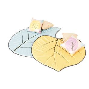 Indoor/Outdoor Pair Leaf Floor Mat & 4 x Cushions Indoor/Outdoor Pale Blue Leaf & Cushion | Soft  Floor Cushions | www.ee-supplies.co.uk