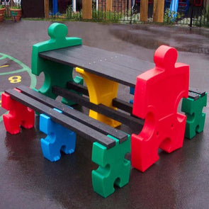 Outdoor Plastic Jigsaw Table & Bench Set - Educational Equipment Supplies