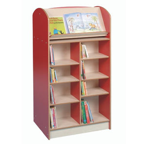 York Single Sided 1500 Bookcase + Lecturn - Red/Maple - Educational Equipment Supplies