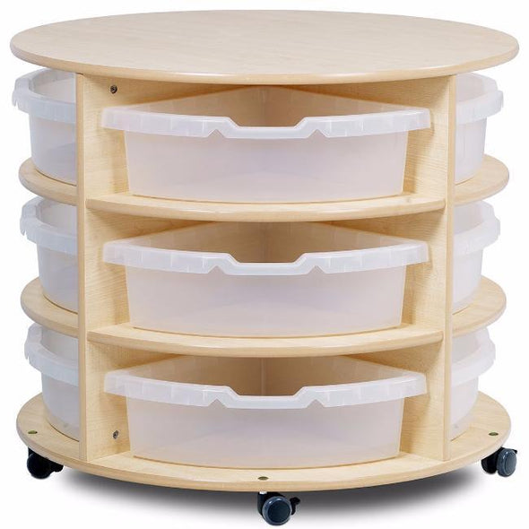 Playscapes Mobile Low Level Circular Storage Unit - 12 x Plastic Trays - Educational Equipment Supplies