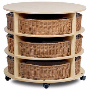 Playscapes Mobile Low Level Circular Storage Unit - 12 X Wicker Trays - Educational Equipment Supplies