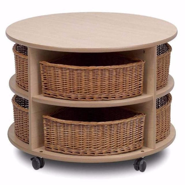 Playscapes Mobile Low Level Circular Storage Unit - 8 x Wicker Trays - Educational Equipment Supplies