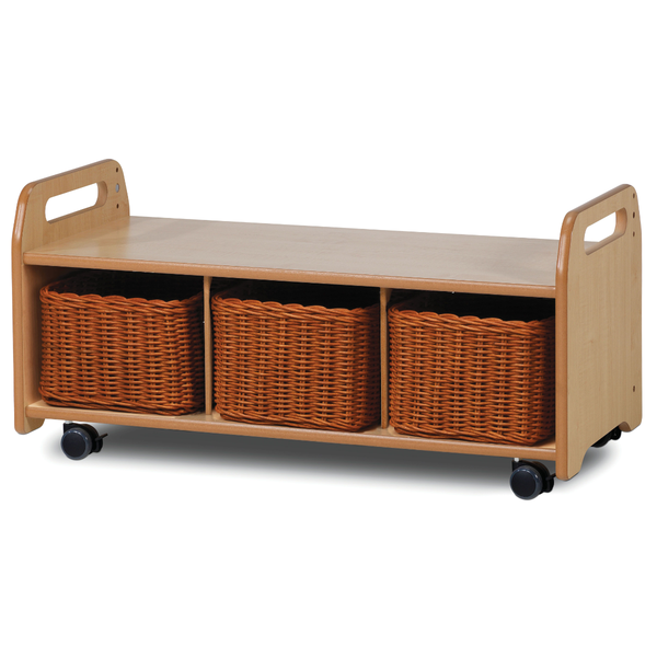 Playscapes Mobile Low Level Storage Unit - 3 x Wicker Trays
