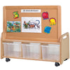 Playscapes Mobile Low Level Storage Unit & Cork Panel - 3 x Clear Trays - Educational Equipment Supplies
