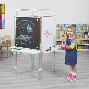 Magnetic Chalkboard 2 + 2 Drywipe Sided Easel - Educational Equipment Supplies