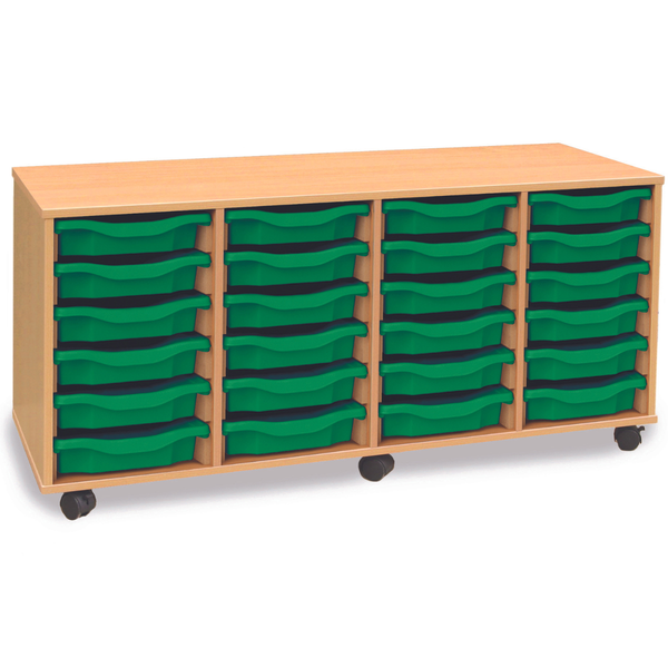 Four Column Mobile Tray Storage Unit x 24 Shallow Trays