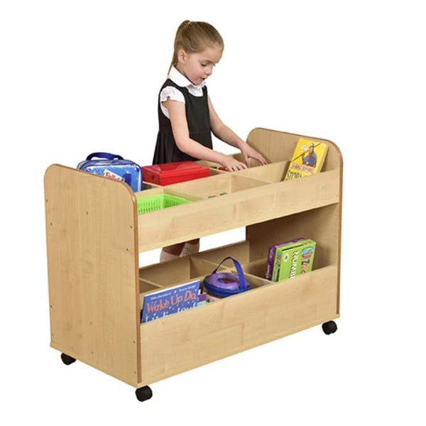 Library Maple Mobile Double Decker Trolley