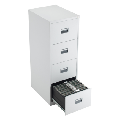 Metal Filing Cabinets - 4 Drawers - White - Educational Equipment Supplies
