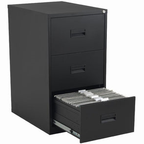 Metal Filing Cabinets - 3 Drawers - Black - Educational Equipment Supplies