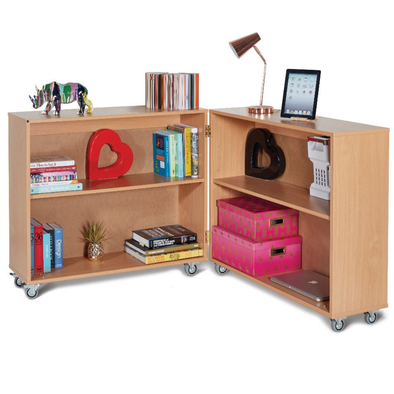 MF Mobile Wooden Hinged Bookcase Mobile - W1000 x D645 x H900mm MF Mobile Wooden Hinged Bookcase Mobile | ee-supplies.co.uk