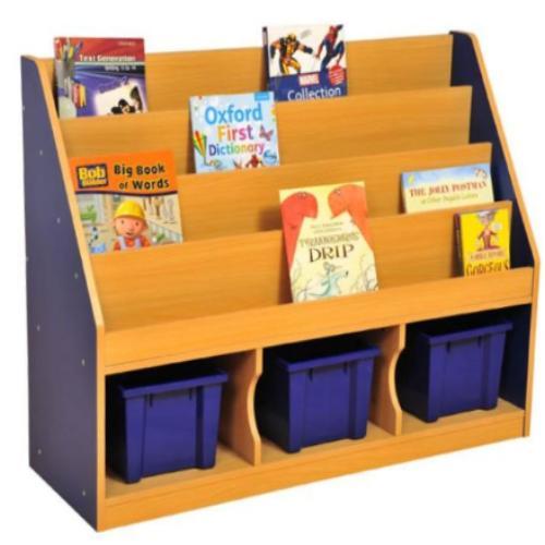 Milan Tiered Bookcase Blue – 3 Large Trays - Educational Equipment Supplies