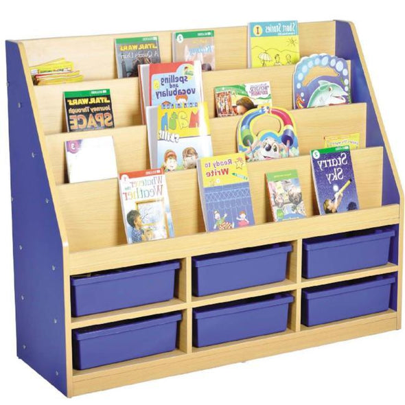 Milan Tiered Bookcase Blue – 6 Small Trays - Educational Equipment Supplies