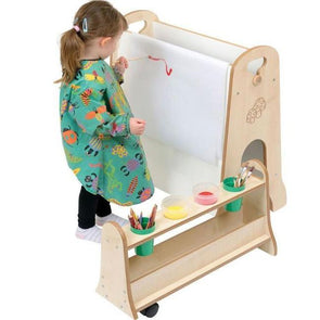 TW Nursery Mini Children's Blackboard / Whiteboard Mini Easel + Storage Trolley - Maple - Educational Equipment Supplies