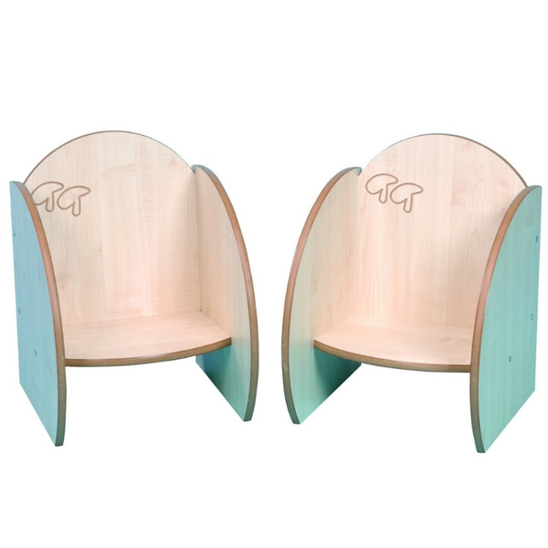 TW Wooden Nursery Mini Children's Nursery Chairs x 2 - Maple