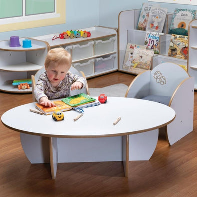 TW Nursery Mini Tables & Chair With Cushions - Grey - Educational Equipment Supplies