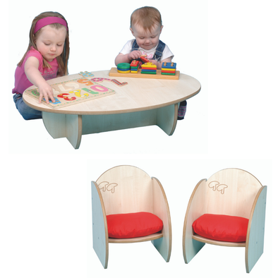 TW Nursery Mini Nursery Tables & Chair With Cushions - Maple - Educational Equipment Supplies