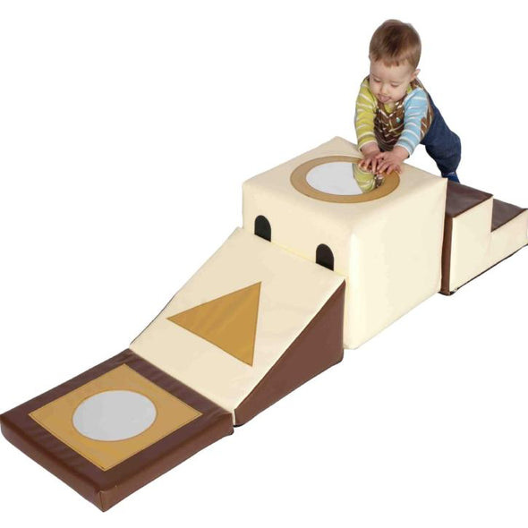 Soft Mirror Trail Center Soft Play Set - Cream & Brown - Educational Equipment Supplies