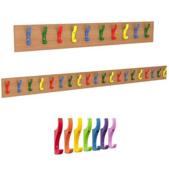 Multi-colour Coat Hook Rails - Educational Equipment Supplies
