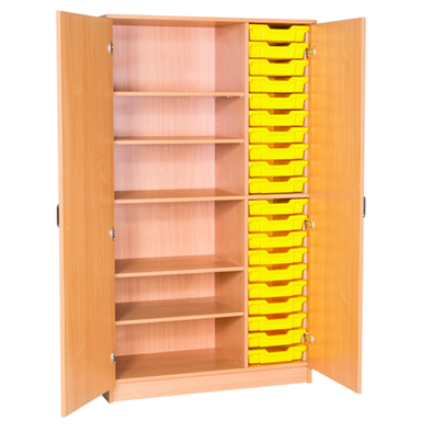20 Tray Triple Bay Cupboard and Shelves - Educational Equipment Supplies