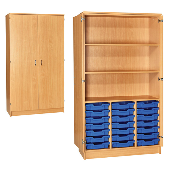 21 Shallow Tray Triple Bay Cupboard 3 Shelves - Full Doors H1838 x D480 x W1024mm