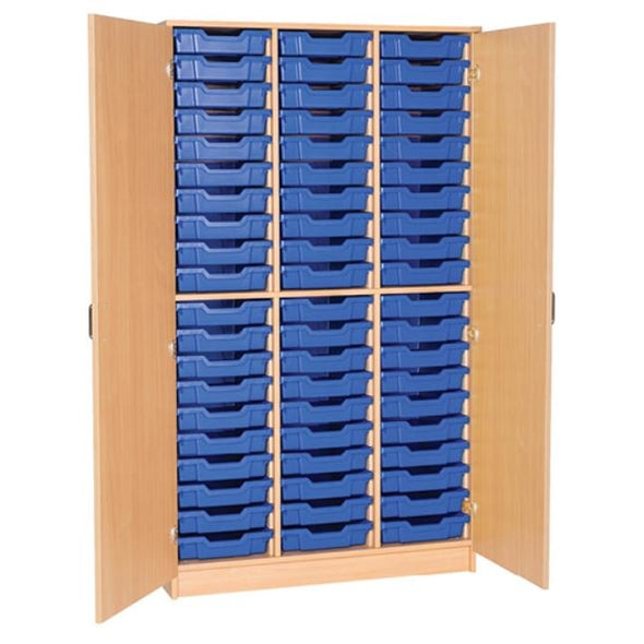 60 Tray Triple Bay Cupboard and Shelves - Full Doors - Educational Equipment Supplies