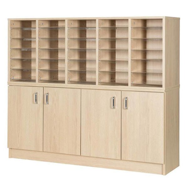 Premium 30 Space Wide Pigeonhole Unit With Cupboard - Educational Equipment Supplies