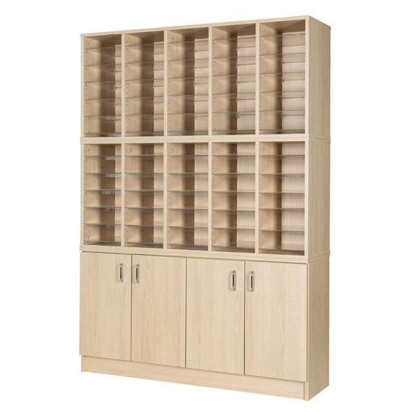 Premium 60 Space Wide Pigeonhole Unit With Cupboard - Educational Equipment Supplies