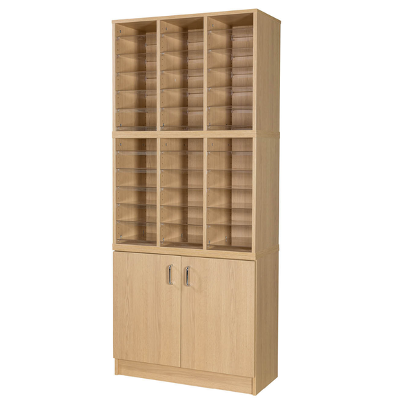 Premium 36 Space Wide Pigeonhole Unit With Cupboard - Educational Equipment Supplies