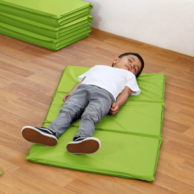 Nursery Folding Sleep & Rest- Snooze Mat x 10 - Lime - W1200 x D600 x H25mm Nursery Folding Sleep & Rest- Snooze Mat x 10 - Lime - W1200 x D600 x H25mm| Nursery Snooze Mats | www.ee-supplies.co.uk