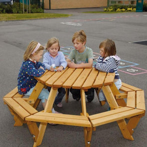 Wooden Outdoor Octagonal Infant Picnic Bench - Educational Equipment Supplies