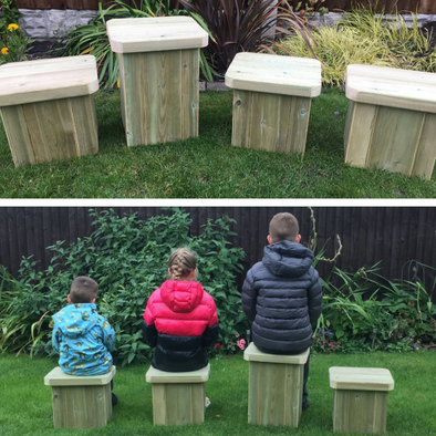 Outdoor Wooden Stool Set Outdoor Wooden Early Years Table  | www.ee-supplies.co.uk