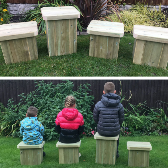 Outdoor Wooden Stool Set Outdoor Wooden Early Years Table  | www.ee-supplies.co.uk
