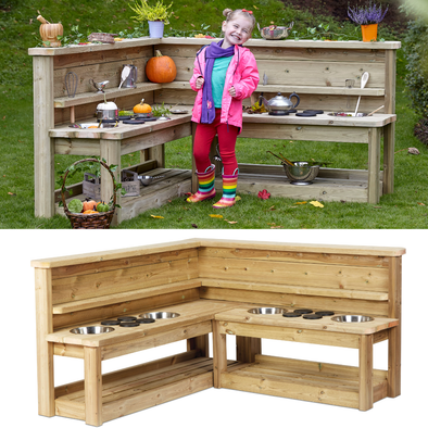 Playscapes Outdoor Small Corner Mud Kitchen - Educational Equipment Supplies