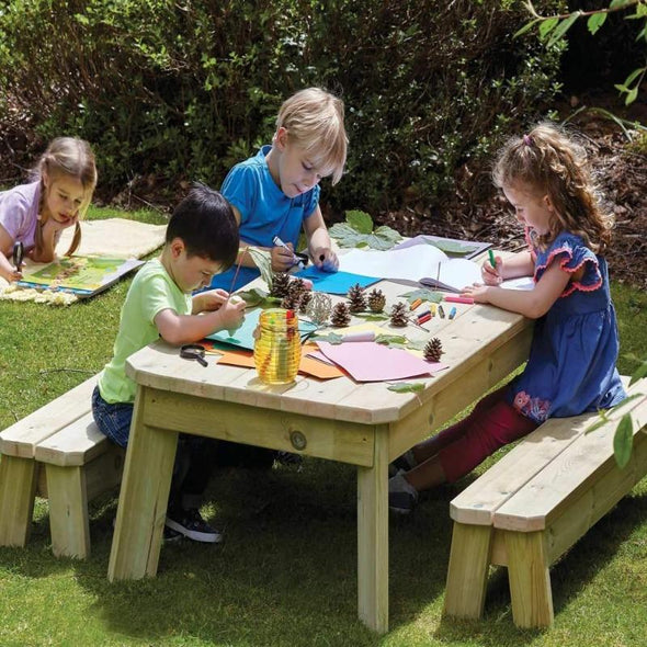 Playscapes Outdoor Toddler Wooden Rectangular Table & Bench Set - Educational Equipment Supplies