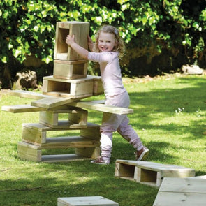 Playscapes Outdoor Wooden Building Block Set (22 piece) - Educational Equipment Supplies
