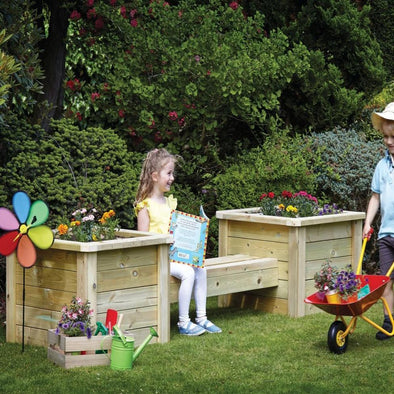 Playscapes Outdoor Wooden Planter & Bench Combo - Educational Equipment Supplies