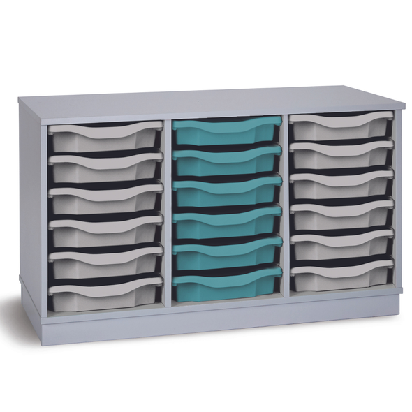 Premium 18 Shallow Tray Unit - Grey - Mobile & Static Grey Premium 18 Tray Storage | Grey White Tray Stores | www.ee-supplies.co.uk