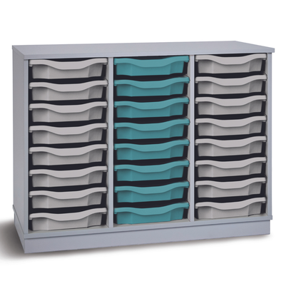 Premium 24 Shallow Tray Unit -  Grey - Mobile & Static Grey Premium 24 Tray Storage | Grey White Tray Stores | www.ee-supplies.co.uk