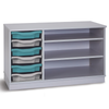 Premium 6 Shallow Tray Unit + 2 Shelves - Grey - Mobile & Static Premium 6 Shallow Tray Unit + 2 Shelves - Grey | Grey White Tray Stores | www.ee-supplies.co.uk