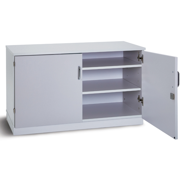 Premium 2 Shelf Cupboard - Grey - Mobile & Static Premium  Storage Cupboards | Grey White Cupboards | www.ee-supplies.co.uk