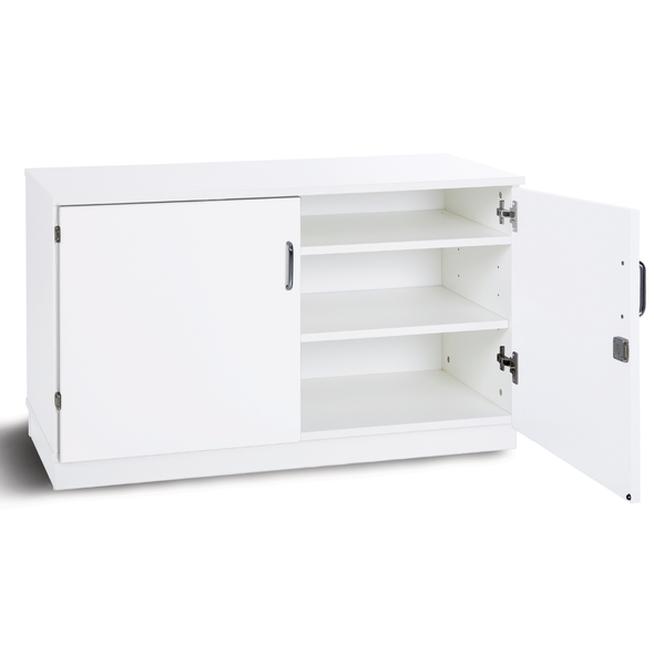 Premium 2 Shelf Cupboard - White- Mobile & Static Premium  Storage Cupboards | Grey White Cupboards | www.ee-supplies.co.uk