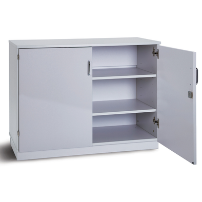 Premium 2 Shelf Cupboard - Grey- Mobile & Static Premium  Storage Cupboards | Grey White Cupboards | www.ee-supplies.co.uk