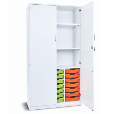 Premium 21 Shallow Tray Unit - White Cupboard - Educational Equipment Supplies