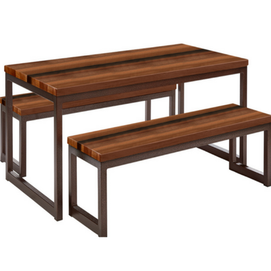 Premium Dining Table & Benches - Walnut - Educational Equipment Supplies