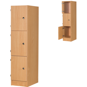 Premium Primary School 3 Door Wooden Locker - D350mm - Educational Equipment Supplies