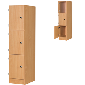 Premium Primary School 3 Door Wooden Locker -D400mm - Educational Equipment Supplies