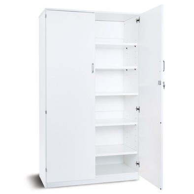 Premium 5 Shelf Cupboard - White Premium  Storage Cupboards | Grey White Cupboards | www.ee-supplies.co.uk
