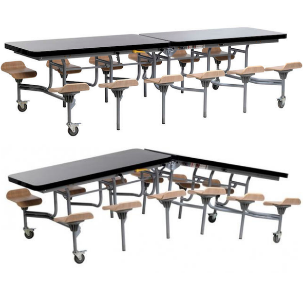 12 Seat Primo Mobile Folding School Dining Tables - Black Gloss - W3080 x D1500mm - Educational Equipment Supplies