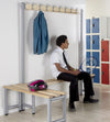 Probe - Single Bench With Coat Hooks - Wooden Ash Slates - Educational Equipment Supplies
